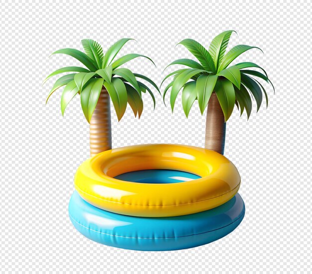 PSD inflatable palm tree with stacked pool tubes