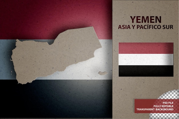 PSD infographic with map and flag of yemen