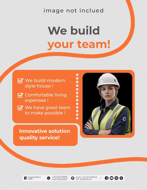 PSD innovative construction solutions social media post template design