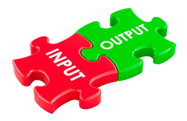 PSD input and output puzzle pieces 3d rendering isolated on transparent background