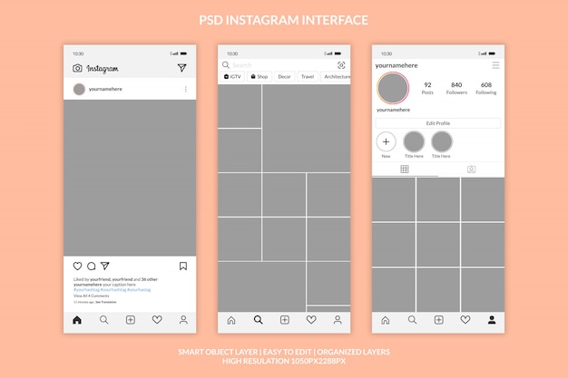 PSD instagram interface template premium 