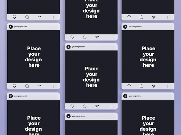 PSD instagram mockup with posts and phone
