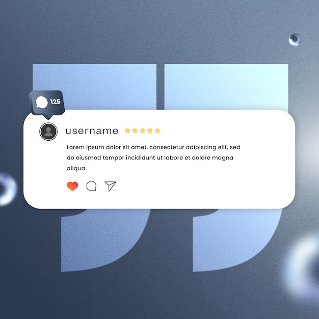 PSD instagram post mockup with user feedback