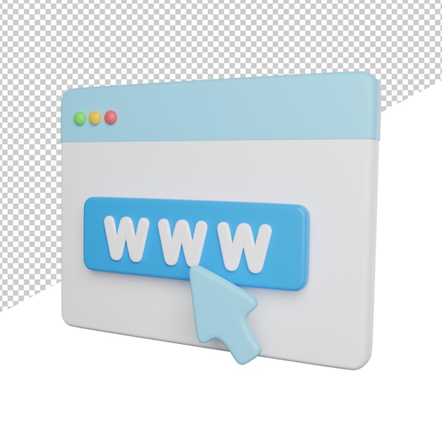 PSD internet web browser side view 3d rendering icon illustration on transparent background