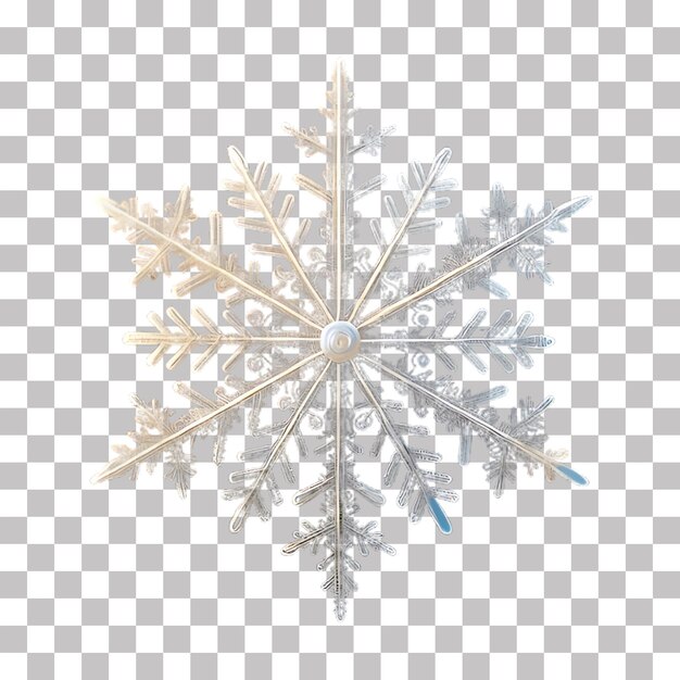 PSD intricate snowflake isolated on transparent background