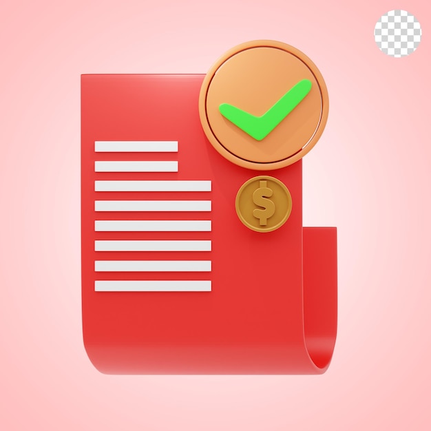 invoice 3d icon and illustration
