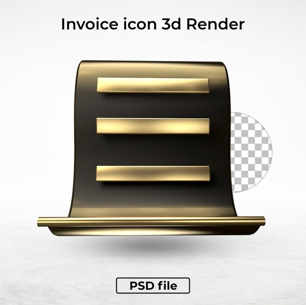 PSD invoice icon gold 3d render