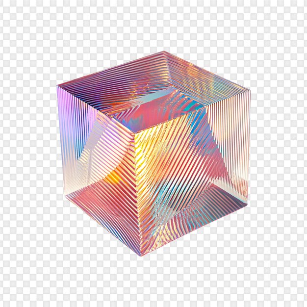 PSD iridescent 3d cube with holographic refraction