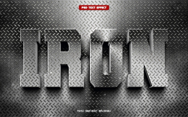 PSD iron metallic bold 3d editable text effect