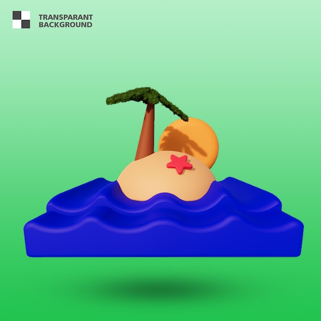 PSD island 3d icon isolated