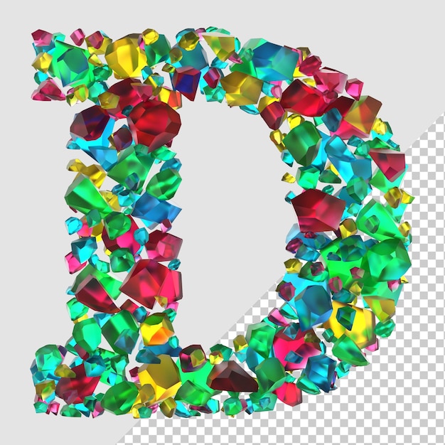 PSD isolated 3d render diamond letter d
