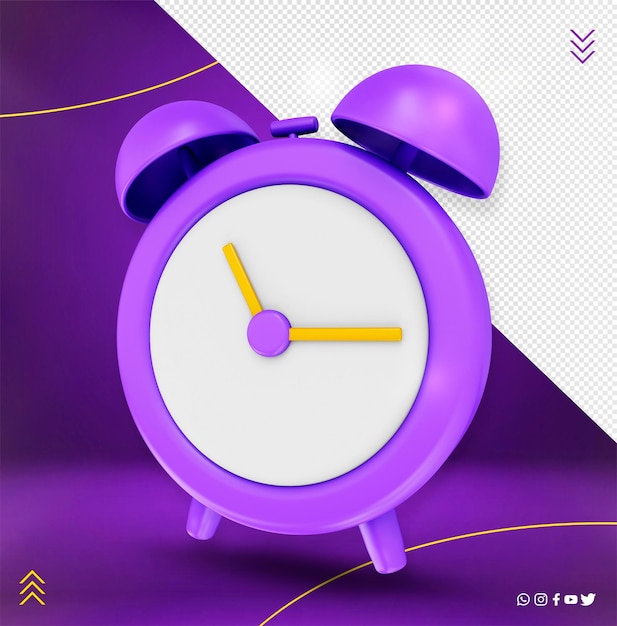 PSD isolated clock 3d illustration for compositions reminder icon