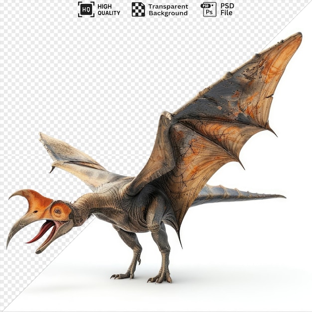 PSD isolated pterodactyl and dinosaur on isolated background