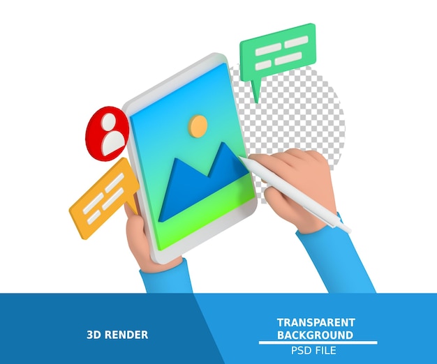 PSD isometric 3d modeling of designer ui on tablet