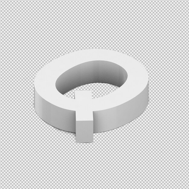 PSD isometric alphabet 3d isolated render