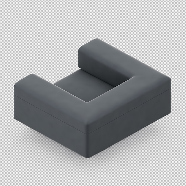 PSD isometric armchair 3d rendering