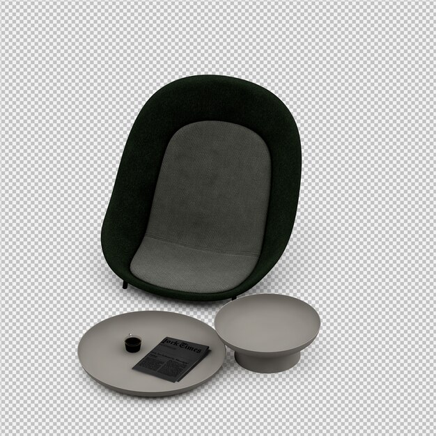 PSD isometric armchair 3d rendering