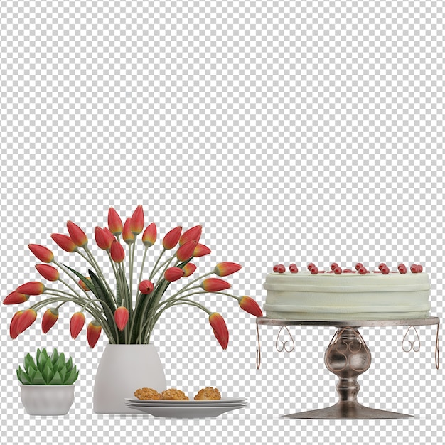 PSD  isometric cake dessert