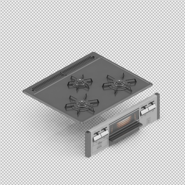 PSD isometric kitchen hob 3d render