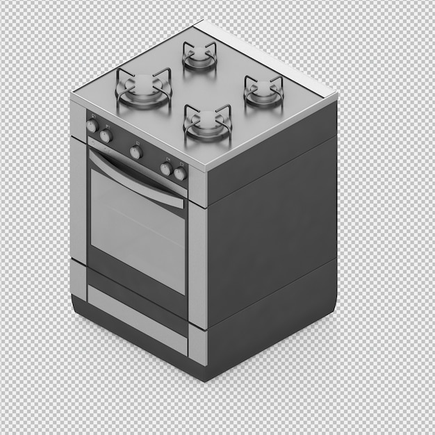 PSD isometric kitchen range 3d render