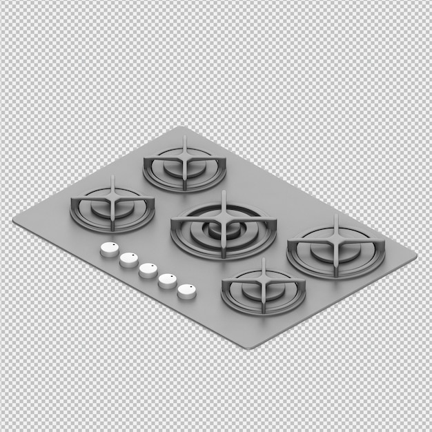 PSD isometric kitchen range 3d render