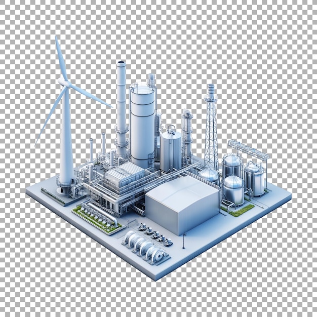 PSD isometric power generation plant on transparent background ai generated