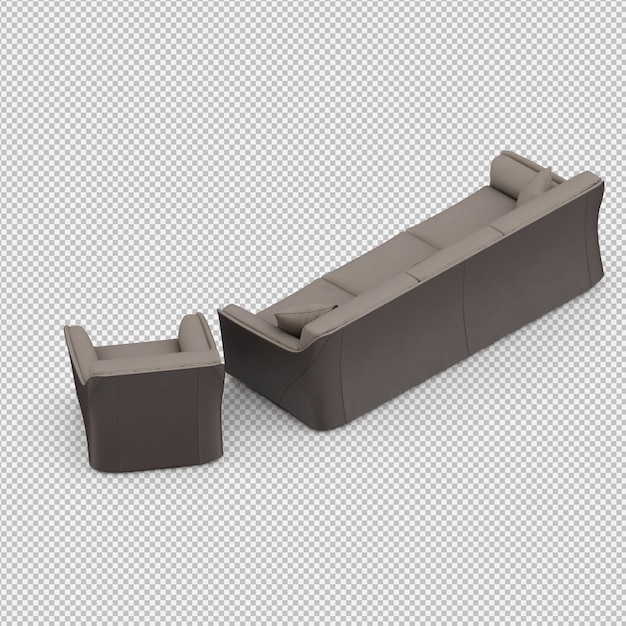 PSD isometric sofa 3d isolated render