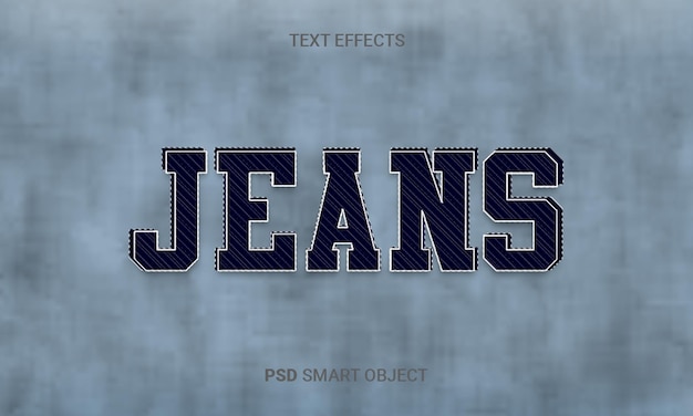 PSD jeans editable 3d text effect with smart object