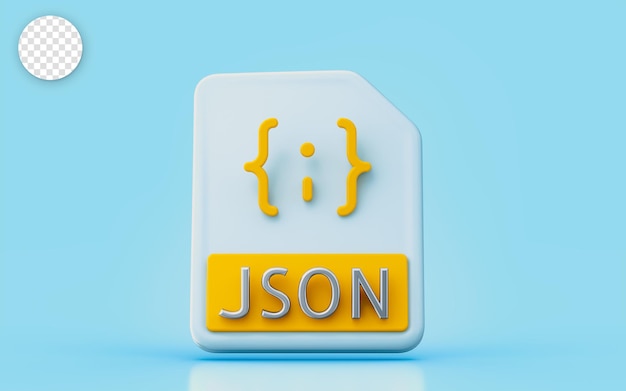 PSD json document file sign 3d render concept for mobile application developer ux ui design