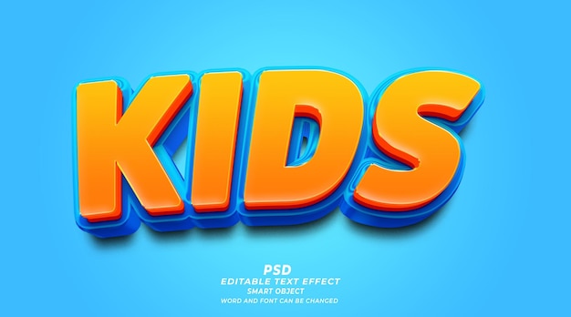 PSD kids 3d editable text effect psd template