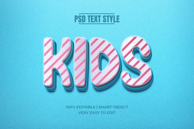 PSD kids candy 3d text style effect mockup