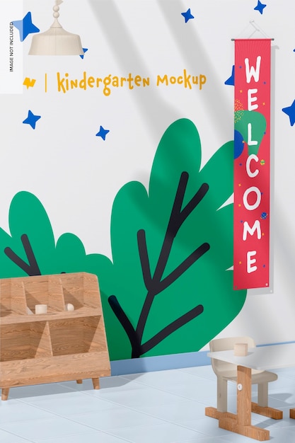 PSD kindergarten scene mockup