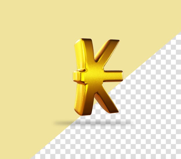 PSD kip sign golden rendering icon
