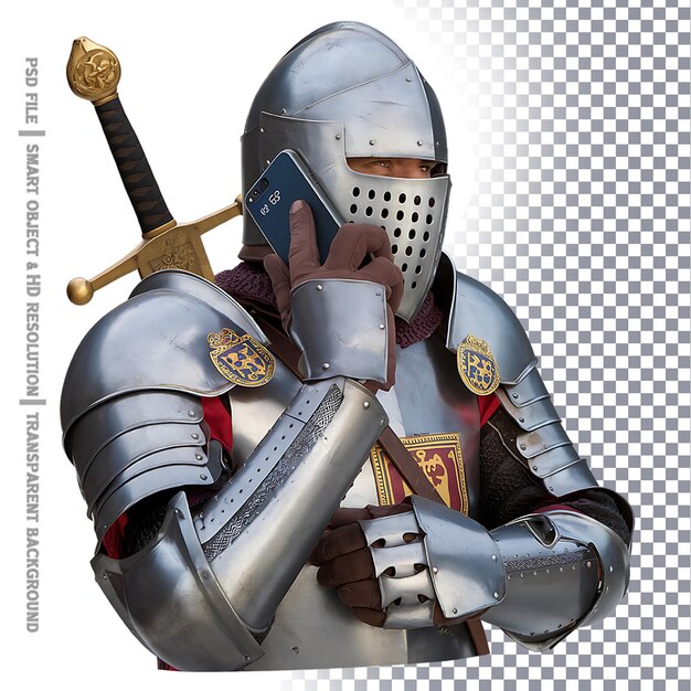 PSD knight with phone