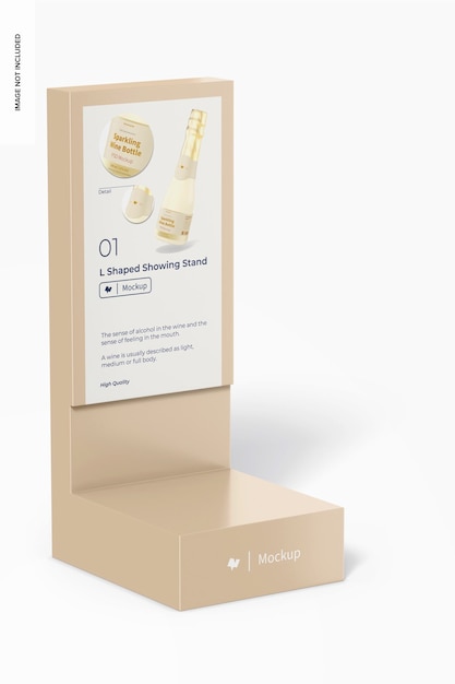 PSD l shaped showing stand mockup, left view