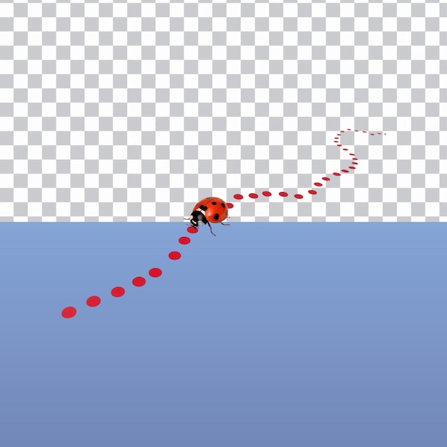 PSD ladybug on red abstract isolated