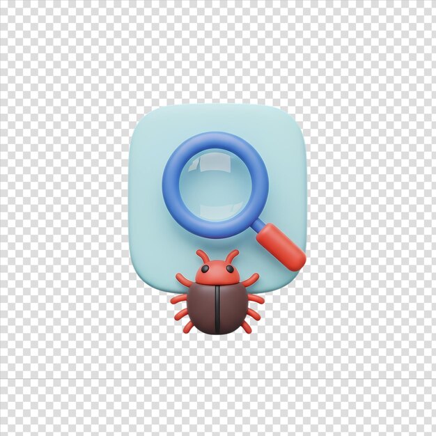 PSD ladybug symbol representing a software code bug a 3d rendered programming icon