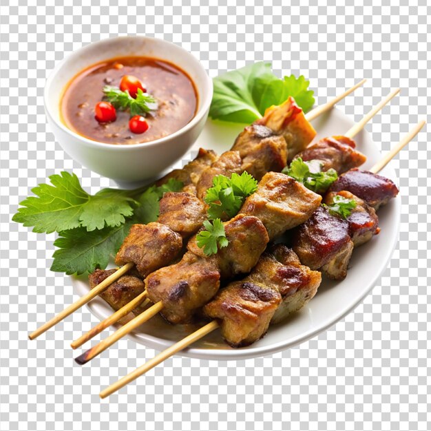 PSD lamb satay isolated on transparent background