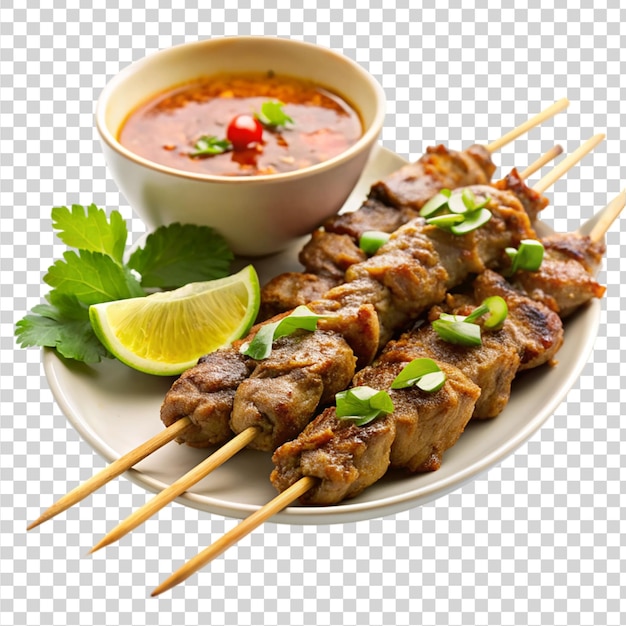 PSD lamb satay isolated on transparent background
