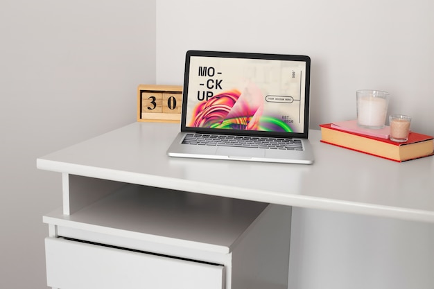 PSD laptop mockup on table