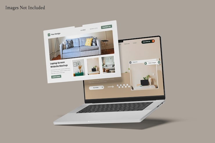 PSD laptop screen website mockup