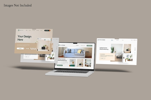 PSD laptop screen website mockup