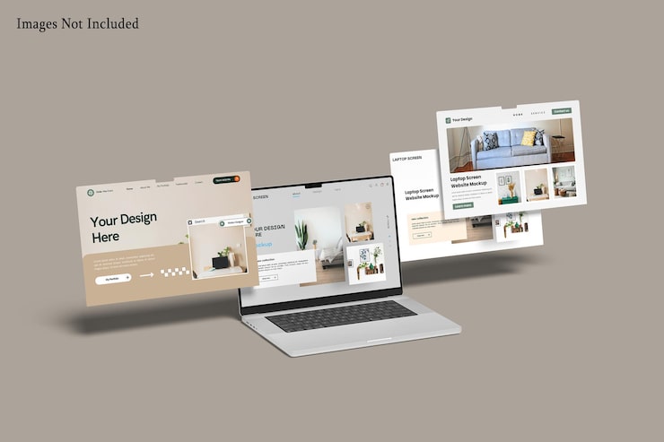 PSD laptop screen website mockup