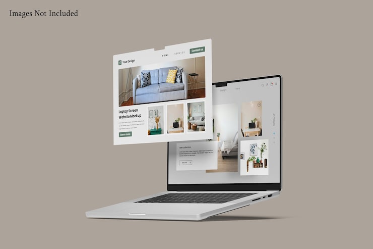 PSD laptop screen website mockup