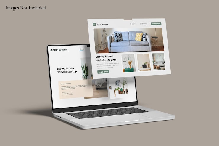 PSD laptop screen website mockup
