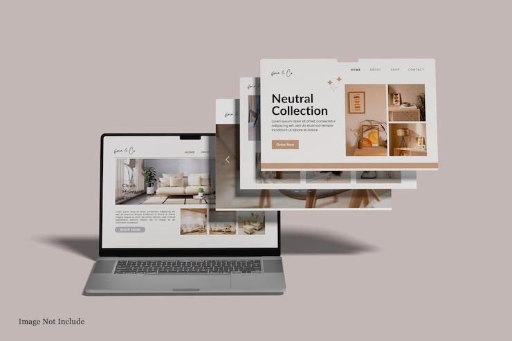 PSD laptop screen website mockup