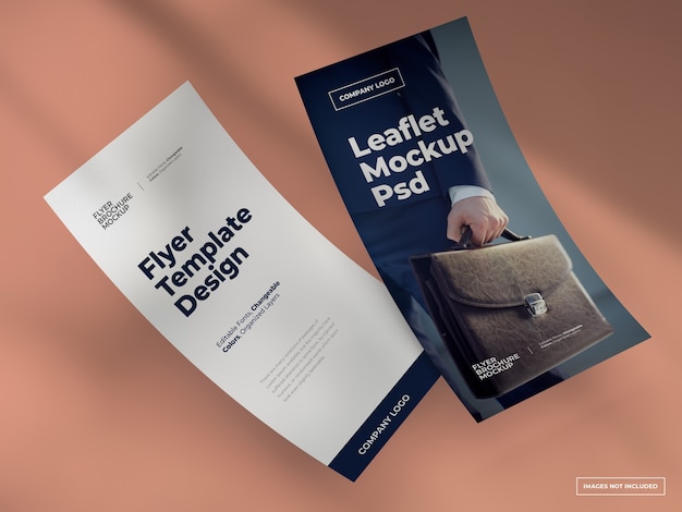 PSD leaflet flyer mockup with changeable background color
