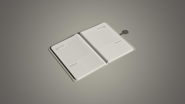 PSD leather diary with lock psd mockup
