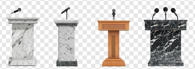 PSD lectern with microphone on transparency background psd