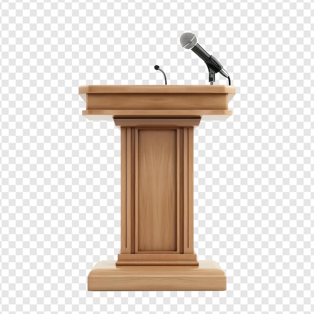 PSD lectern with microphone on transparency background psd